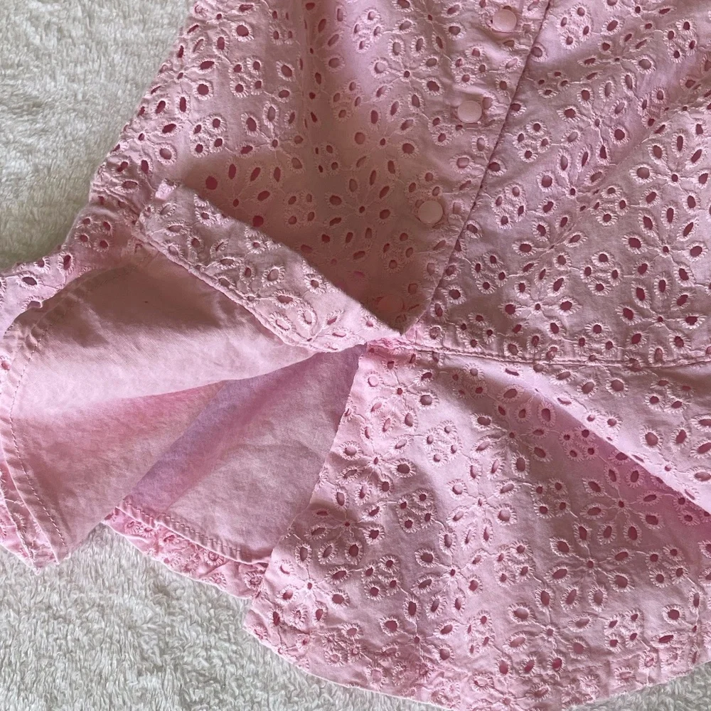 NWOT Ralph Lauren Pink Eyelet Ruffle Top 12 Month